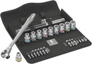 Wera Tools - 8100 SC 7 Zyklop Metal Ratchet Set with push-through square, 1/2" drive, metric