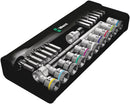 Wera Tools - 8100 SC 7 Zyklop Metal Ratchet Set with push-through square, 1/2" drive, metric