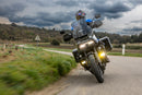 Reliably protects pillion rider's legs and feet from swirling spray and road debris on rainy rides, increasing comfort