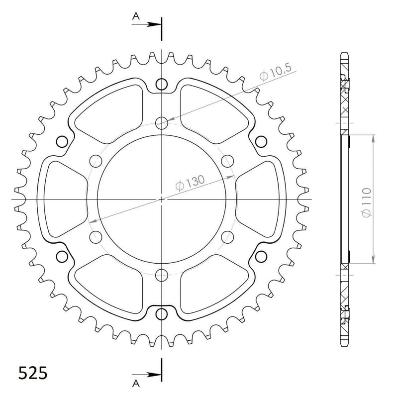 Supersprox - 48T Rear Sprocket for Yamaha & Suzuki (RST-480-48-BLK)