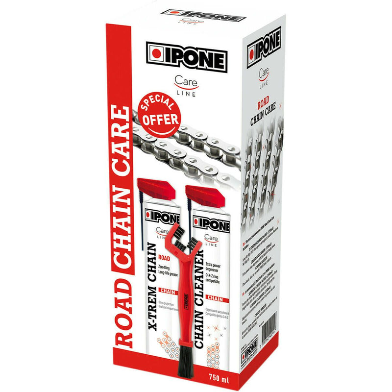 Ipone - Chain Cleaner + Road X-Trem Lubricant + Brush - 800736