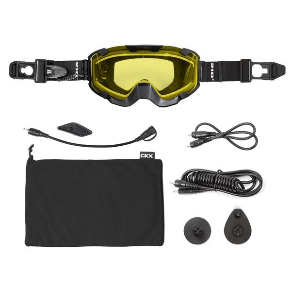 electric snowmobile goggles CKX Insulated Electric 210 Goggles For Trail Matte Black with Yellow