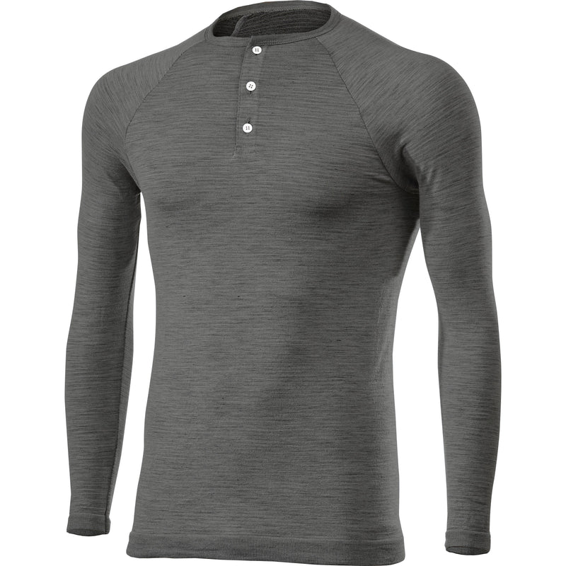 Sixs - SERAFINO Long Sleeve crew-Neck Jersey with button in Carbon Merinos Wool