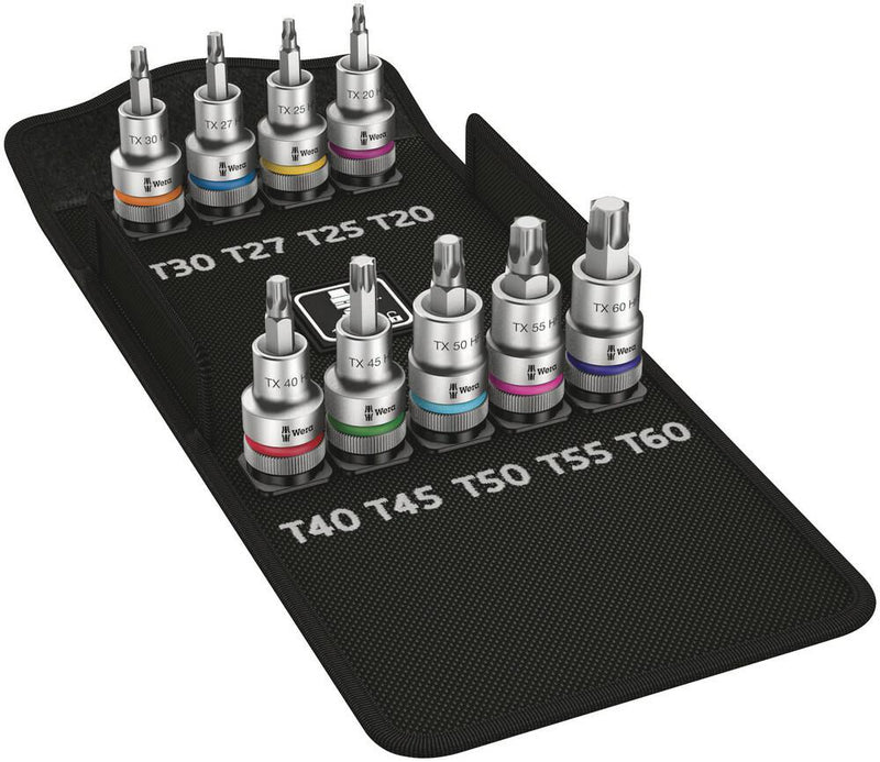 Wera Tools - 8767 C Hf Tx 1 Zyklop Bit Socket Set With 1/2" Drive Socket With Holding Function 9Pcs - 05004202001