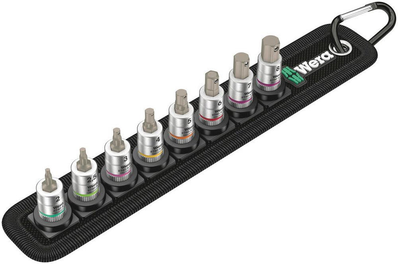 Wera Tools - Belt 2 Zyklop Bit Socket Set With Holding Function, 1/4" Drive, 8 Pieces - 05003881001